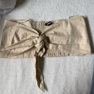 Express beige tie-front bandeau crop top | worn a few times only